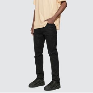 424 on Fairfax Black painted distressed denim jeans